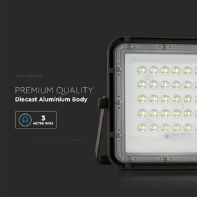 Proiector LED solar de exterior LED/10W/3,2V IP65 4000K negru + telecomandă