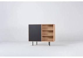 Comodă neagră/în culoare naturală joasă din lemn de stejar 118x100 cm Fina – Gazzda