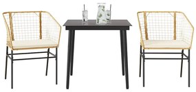 vidaXL Set mobilier de grădină cu perne 3 piese maro sticlă polirattan