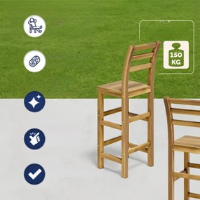 Scaune de bar OSLO cu spătare, 2 buc., 40x36x110cm, maro natural Casaria