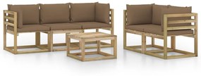 3065185 vidaXL Set mobilier de grădină cu perne gri taupe, 6 piese