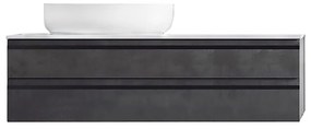 Dulap baie suspendat KolpaSan Alexis, 120 cm, pentru lavoar pe blat, gri inchis Dark concrete