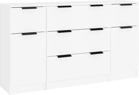 vidaXL Set servantă, 3 piese, alb, lemn prelucrat