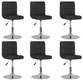 vidaXL Scaune de bucătărie pivotante, 6 buc., negru, material textil
