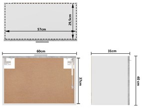 Dulap suspendat, gri sonoma, 60x31x40 cm, lemn prelucrat sonoma gri, 1