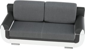 Canapea, piele ecologică alba+gri/material textil gri, KARDYN