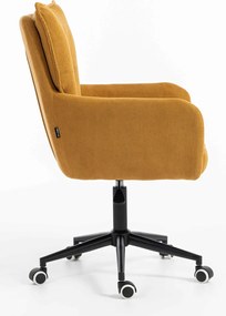 HR250K Scaun Catifea Reiată Premium Ruloare Curry Galben Bază Neagră