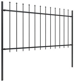 Gard de gradina cu varf sulita, negru, 3,4 x 1 m, otel 1, 1 m, 3.4 m