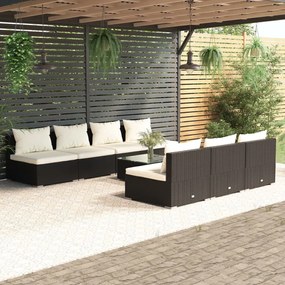3101463 vidaXL Set mobilier de grădină cu perne, 8 piese, negru, poliratan