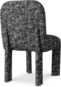 Scaun dining tapitat LUX Magnus, Solent alb cu negru