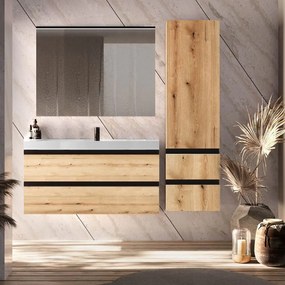 Set mobilier baie (masca suspendata cu 2 sertare si lavoar) Kolpa San Harmony 120x48xH61, stejar natur