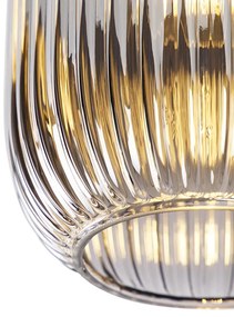 Plafoniera Art Deco neagra cu sticla fumurie - Banci