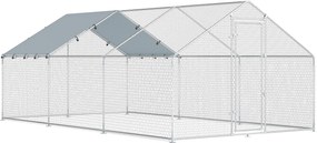 PawHut Coteț Exterior Mare din Oțel Galvanizat 5,1x3x1,9 m 15,3 m² cu Husă din Material Oxford și Încuietoare Argintiu | Aosom Romania