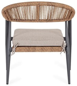 Scaun de gradina din aluminiu, cu perna detasabila, antracit / maro, Jandia Bizzotto