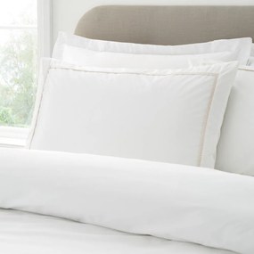 Lenjerie de pat albă/bej din bumbac percal pentru pat de o persoană 135x200 cm Contrast Trim – Bianca