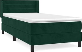 vidaXL Pat box spring cu saltea, verde închis, 80x200 cm, catifea