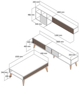 Mobilier living Milhouse set 02 (Nuc + Travertin) . 1102358