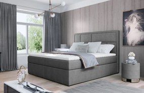 Pat tapitat, continental boxspring, cu lada pentru depozitare, 180x200 cm, Meron 182, Eltap (Culoare: Alb / Soft 17)