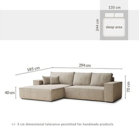 Colțar gri extensibil/cu spațiu de depozitare cu tapițerie din chenille (cu colț pe partea stângă/cu șezlong) Maze – Maison de Rêve