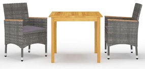 vidaXL Set mobilier de grădină, 3 piese, gri