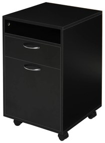 HOMCOM Unitate mobilă cu sertare Container, 1 Raft, 1 Sertar, 40 cm x 35 cm x 60 cm, Negru | Aosom Romania