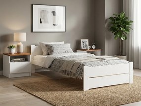 Pat IKAROS DOUBLE 80 x 200 cm, albă Saltea: fara saltea, Somiera: cu somiera din lamele