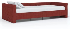 337196 vidaXL Pat de zi, roșu vin, 90x200 cm, textil, USB