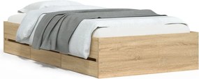 vidaXL Cadru de pat cu sertare stejar sonoma 100x200 cm lemn prelucrat
