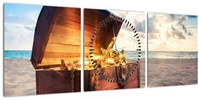 Tablou - Comoară pe plajă (cu ceas) (90x30 cm)