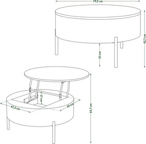 Mazzoni FRIDA Bej Taupe / Nuc Elegant – MĂSUȚĂ DE CAFEA MODERNĂ CU BLAT RABATABIL ȘI SPAȚIU DE DEPOZITARE