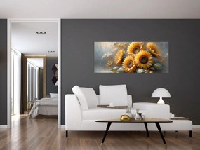 Tablou - Pictură cu floarea-soarelui (120x50 cm)