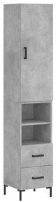 3198917 vidaXL Dulap înalt, gri beton, 34,5x34x180 cm, lemn prelucrat