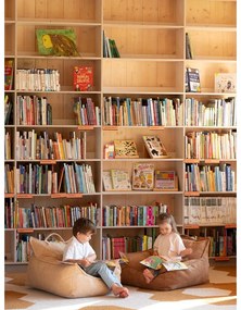 Fotoliu puf pentru copii maro cu tapițerie din catifea reiată Chair – Wigiwama