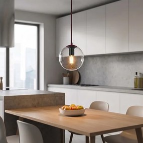 Lustră pe cablu COSMO 1xE14/10W/230V Ø 14 cm roșie/transparentă