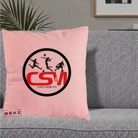 Perna Personalizata CSM Sighetu Marmatiei Sport, 40x40 cm, Roz, Husa Detasabila, Perna Inclusa, BEKZ®