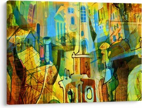 Tablou - Arhitectură, abstractizare cubistă (70x50 cm)