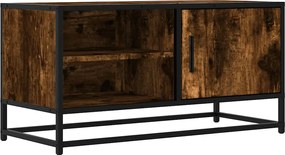 vidaXL Dulap TV stejar fumuriu, 80x34,5x40 cm, lemn prelucrat și metal