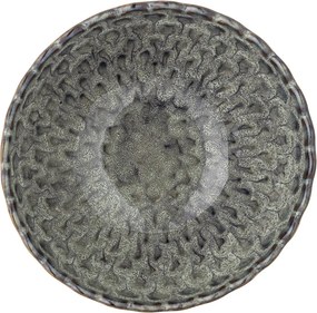 Set 4 boluri din ceramică, gri, margine ondulată și model marin în relief, glazură reactivă, 7,5 x 15,5 cm, „Katrina”