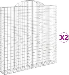 vidaXL Coșuri gabion arcuite 2 buc. 200x30x200/220 cm fier galvanizat