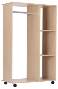 HOMCOM Dulap Multifuncțional cu Cuier și 3 Rafturi, Spațiu Deschis pentru Depozitare, 80x40x128 cm, Ideal pentru Hol | Aosom Romania