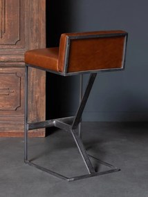 Scaun de bar, din piele naturala, Gordon