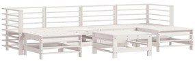 3186397 vidaXL Set mobilier de grădină, 7 piese, alb, lemn masiv de pin