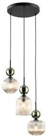 Lustră pe cablu SOPHIA, 3xE14/10W/230V, negru/verde/bej fumuriu