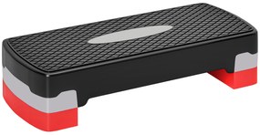 HOMCOM Step Fitness pentru Aerobic, Stepper cu Inaltime Reglabila 10-15 cm pentru Antrenament Acasa sau la Sala de Sport, 68x29cm Negru si Rosu
