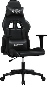 vidaXL Scaun de gaming de masaj, negru, piele ecologică