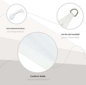 Outsunny Cort Parasolar Triunghiular, Protecție UV, Perfect pentru Spații Exterioare, Crem, 6x6x6m | Aosom Romania