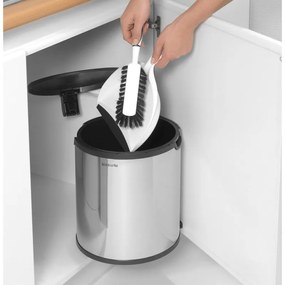 Brabantia Coș încorporabil 647044, 15 L, Deschidere largă, Coș interior din plastic, Inox