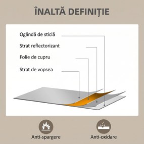 HOMCOM Oglindă de Perete din Sticlă și MDF, 70x90 cm, Alb | Aosom Romania