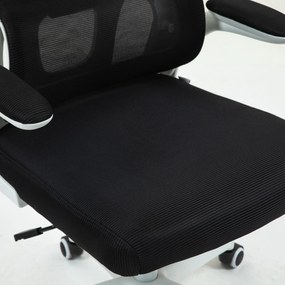 HOMCOM Scaun Ergonomic de Birou cu Înălțime Reglabilă, Brațe Rabatabile și Tetieră, 62x61x112-120 cm, Negru | Aosom Romania