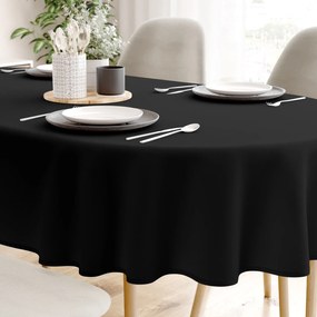 Goldea față de masă decorativă  loneta - negru - ovală 140 x 280 cm